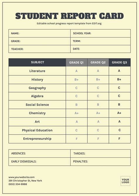 10 Free School Report Card Templates (Editable).